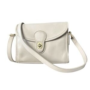 Vintage COACH DEVON‎ Leather Crossbody Bag Purse 9908 Ivory Bone Brass Hardware